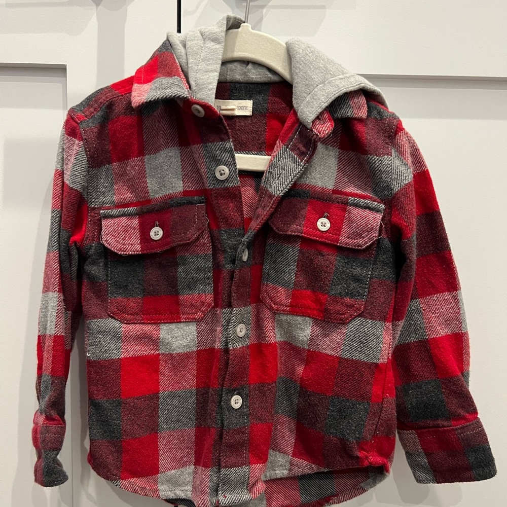 2T Tucker and Tate Buffalo Plaid Hooded Button Down